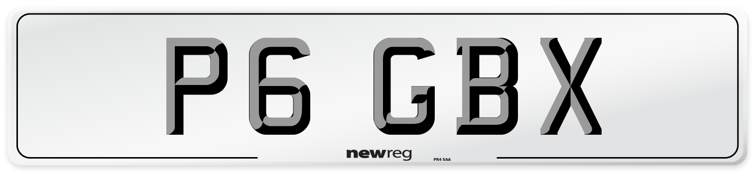 P6 GBX Number Plate from New Reg